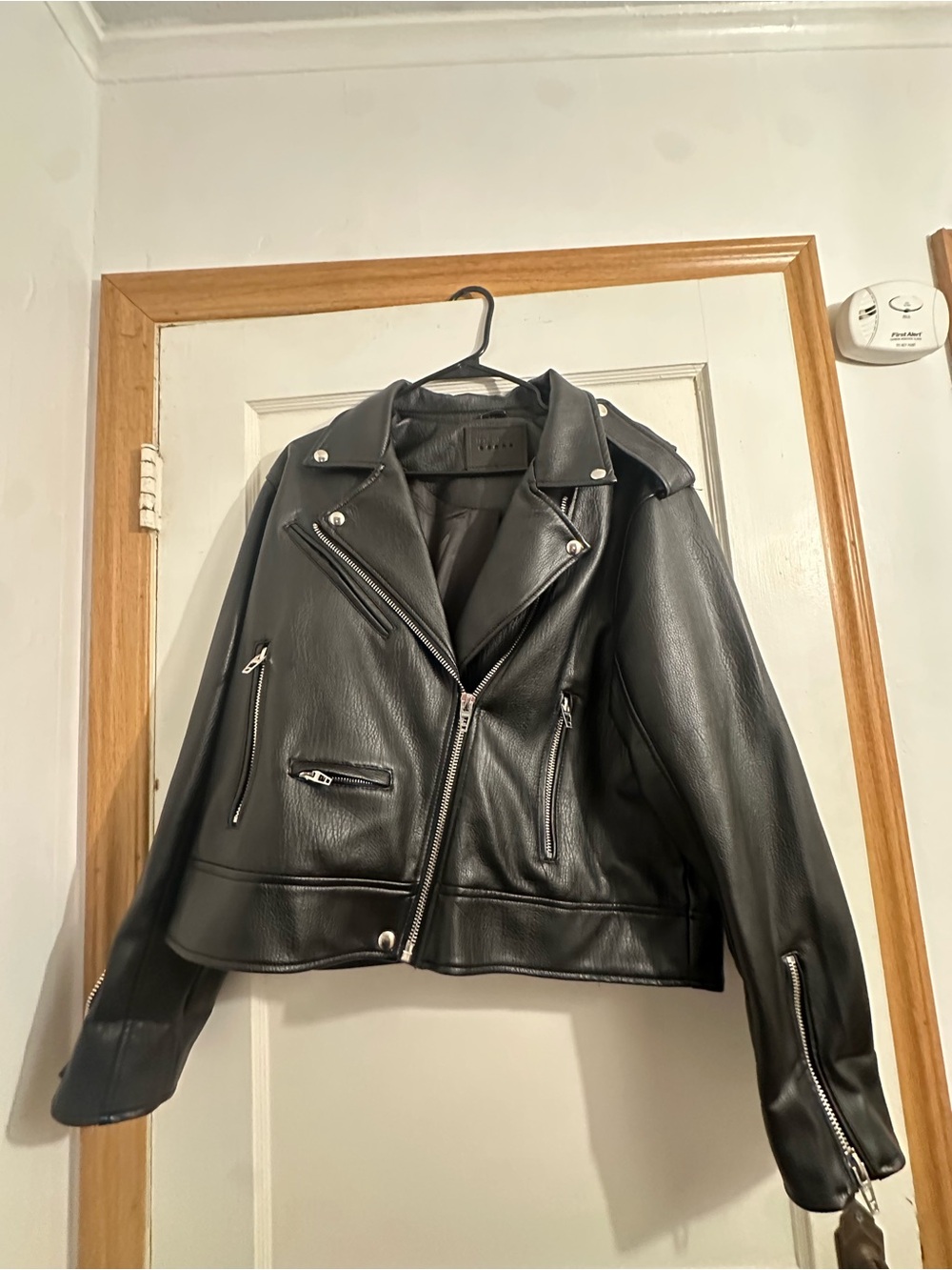 Blank NYC Black Leather Moto Jacket with Silver Hardware